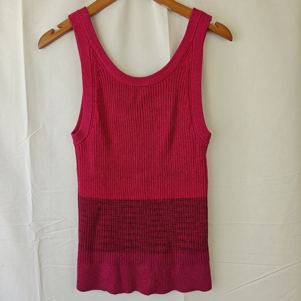 Anthropologie Ribbed Pink Striped Sweater Tank Top Size Small